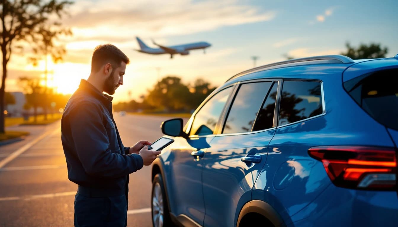 Técnico cerrajero automotriz trabajando en un vehículo en las Mid-Cities de Texas