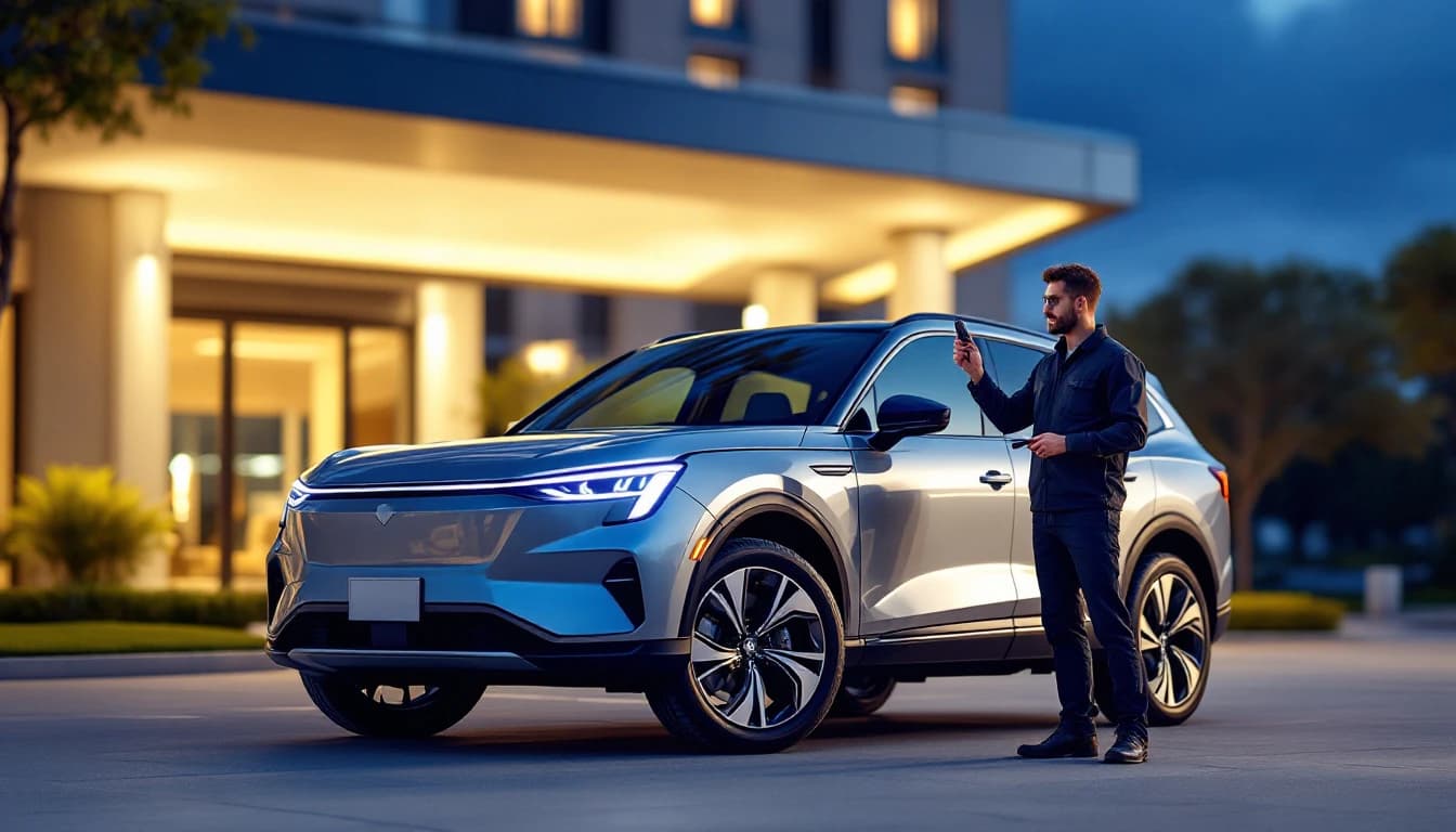 Mando de proximidad de Cadillac XT4 abierto junto a una pila CR2032 y la hoja metálica de emergencia