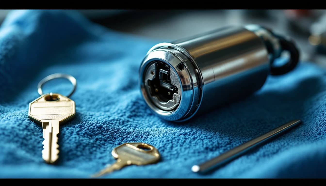 Cerrajero móvil reemplazando el cilindro de encendido de un Chevrolet Malibu en una calle de Arlington