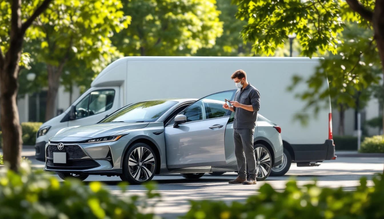 Honda Civic estacionado en un lote de Arlington mientras un cerrajero prepara el corte de una llave nueva desde el VIN